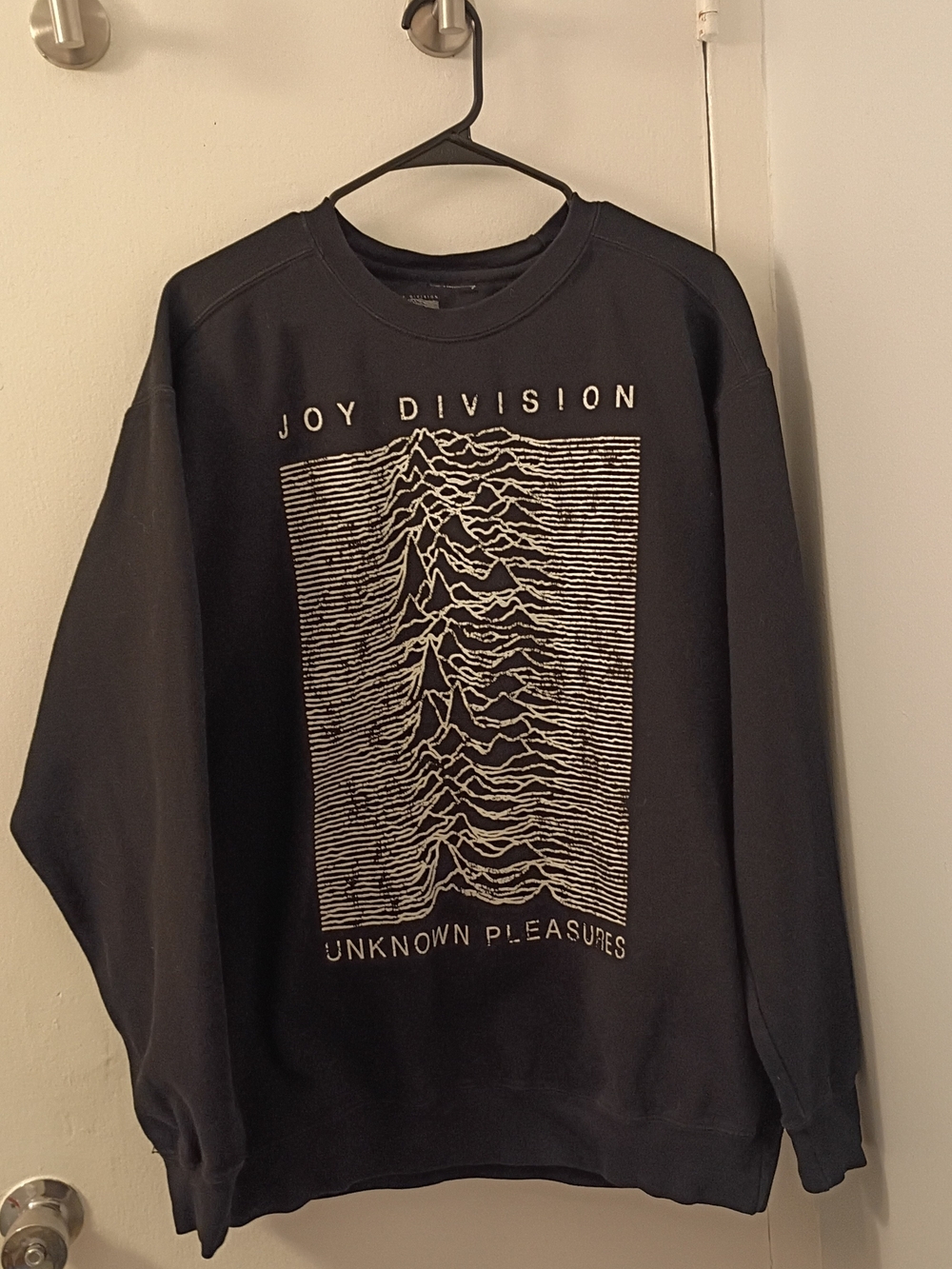 Joy Division Unknown Pleasures Black Graphic Cotton Sweatshirt Crewneck Size L